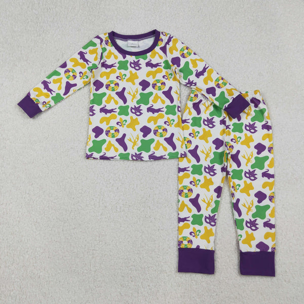 BLP1273 RTS toddler boy clothes mardi gras boy pajamas winter set