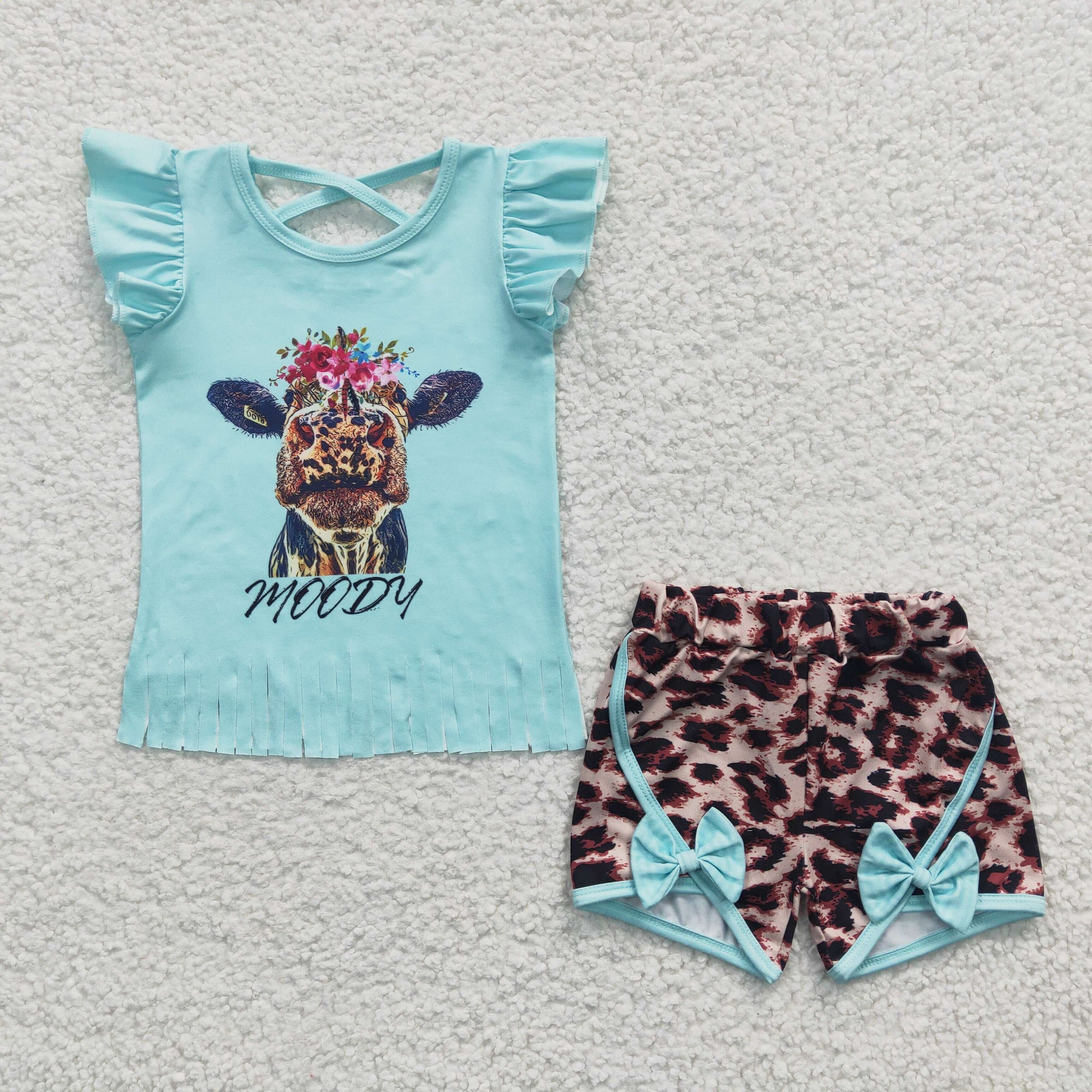 GSSO0197 kids clothes girls cow leopard summer outfits-promotion 6.1 $5.5