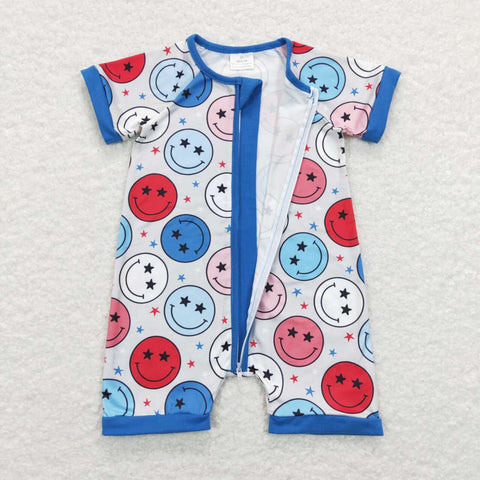 SR0692 baby boy clothes boy smile zipper romper boy summer romper