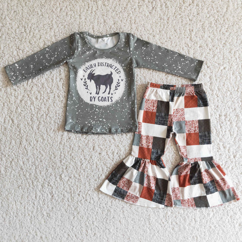 6 A28-4 girl winter goats plaid winter long sleeve set-promotion 2023.11.11