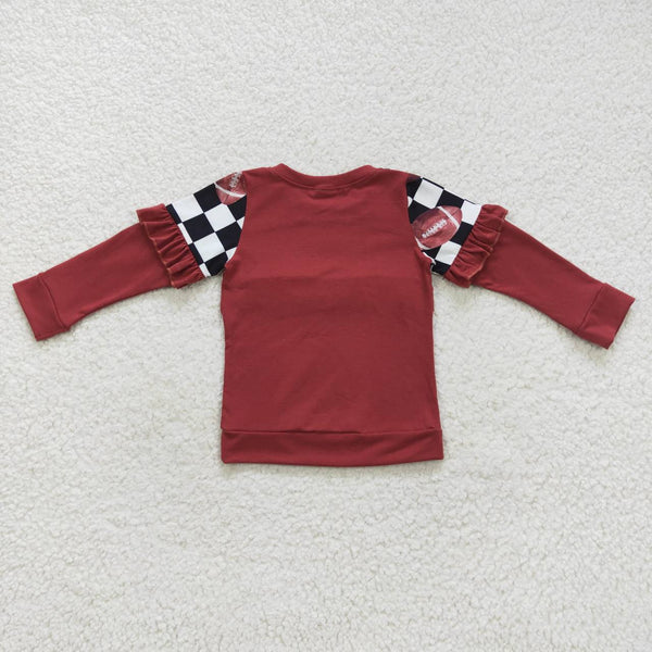 GT0300 baby girl clothes girl brown football top shirt