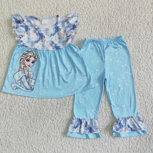 GSPO0056 kids clothing blue princess spring set