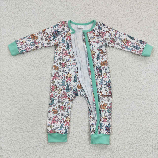 LR0296 baby clothes christmas romper zipper romper christmas clothes bubble