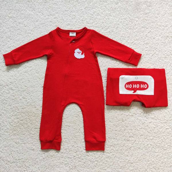 LR0598 RTS baby clothes knit cotton with embroidery santa claus boy christmas romper