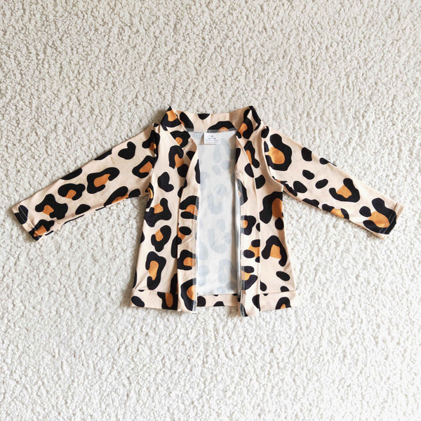 GT0038 baby girl clothes leopard coat long sleeve jacket