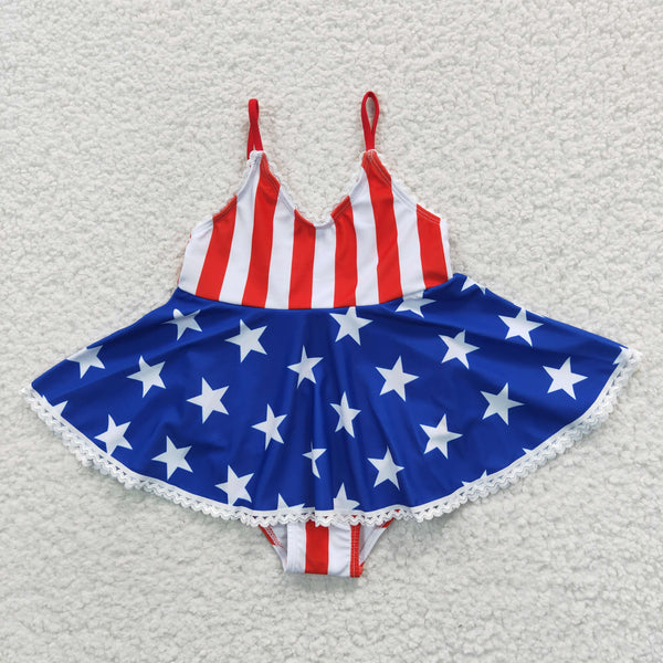 S0091 toddler girl clothes july 4th patriotic summer swimsuit