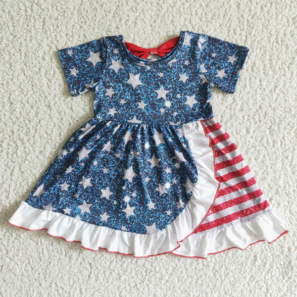 GSD0033 kids clothing july 4th flag dress-promotion 2024.5.25 $5.5