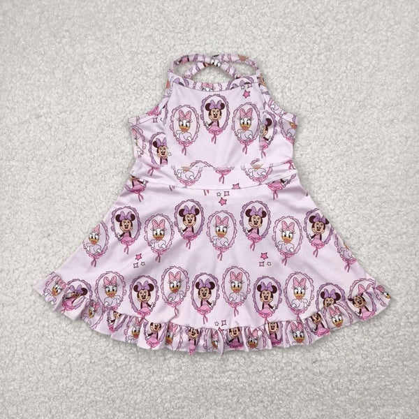 GSD2343 RTS toddler girl clothes cartoon mouse girl summer dress yoga clothes athletic sports clothes