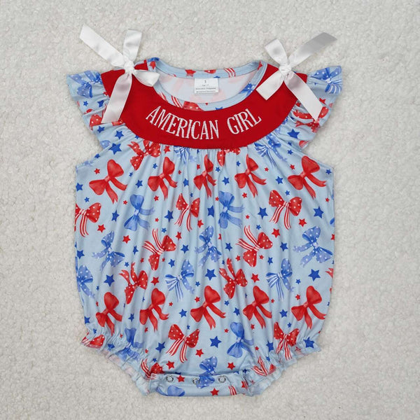 SR2589 RTS USA warehouse 25.5.15 baby girl clothes bows girl 4th of July patriotic summer bubble