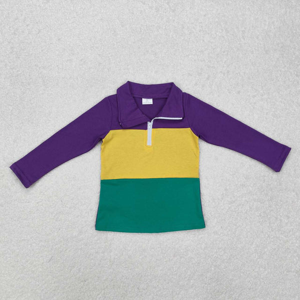 BT1130 RTS  toddler boy clothes cotton purple boy mardi gras top shirt