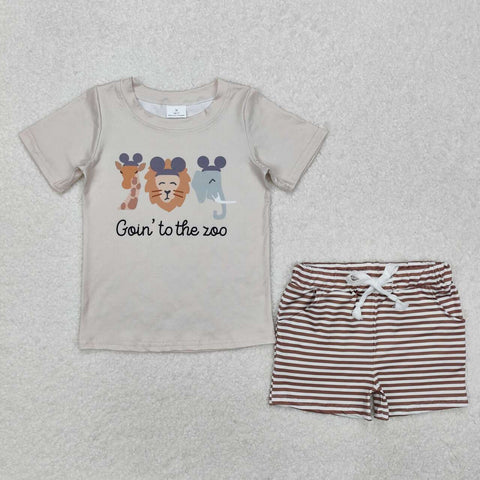 BSSO1109 RTS baby boy clothes zoo toddler boy summer outfit