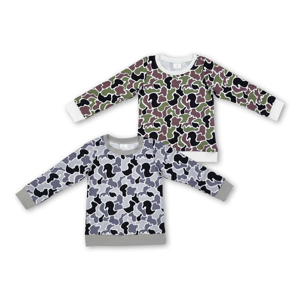 RTS toddler boy clothes camo boy winter top camo winter shirt