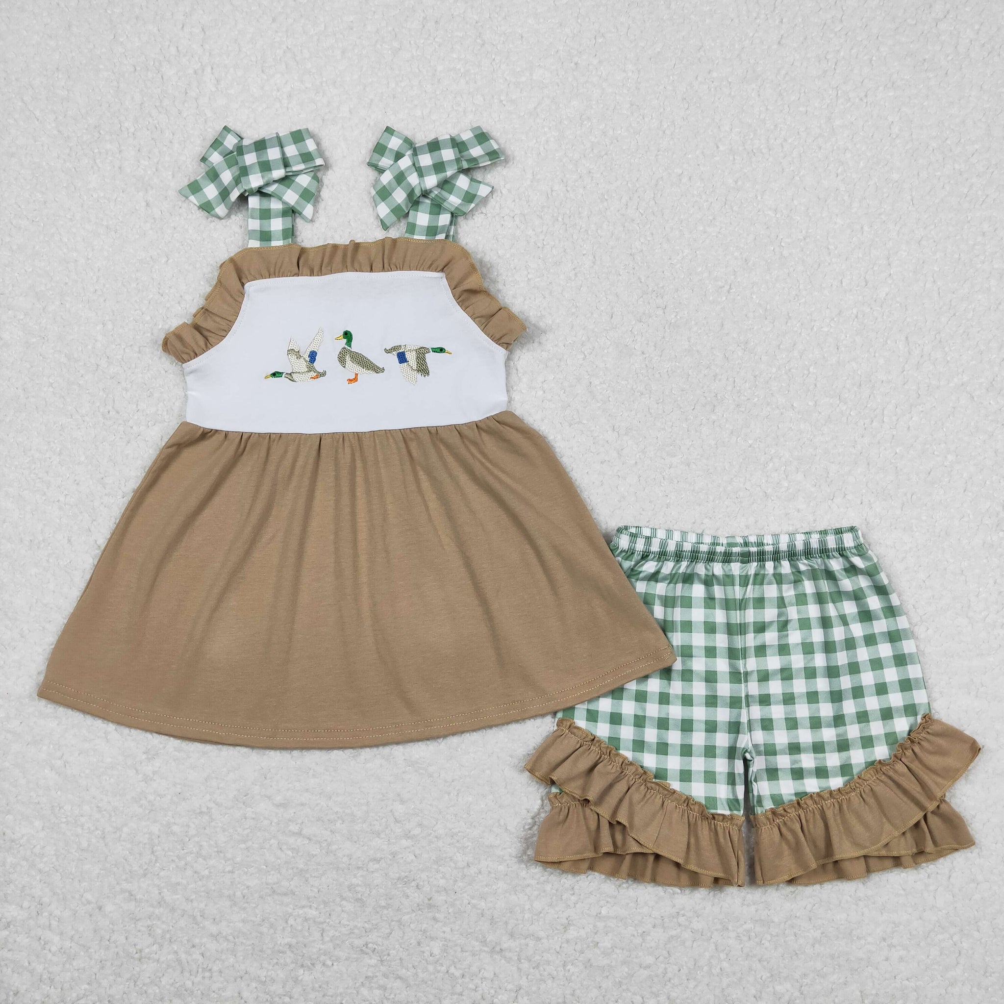 GSSO0653 baby girl clothes mallard duck embroidery  toddler girl summer outfit