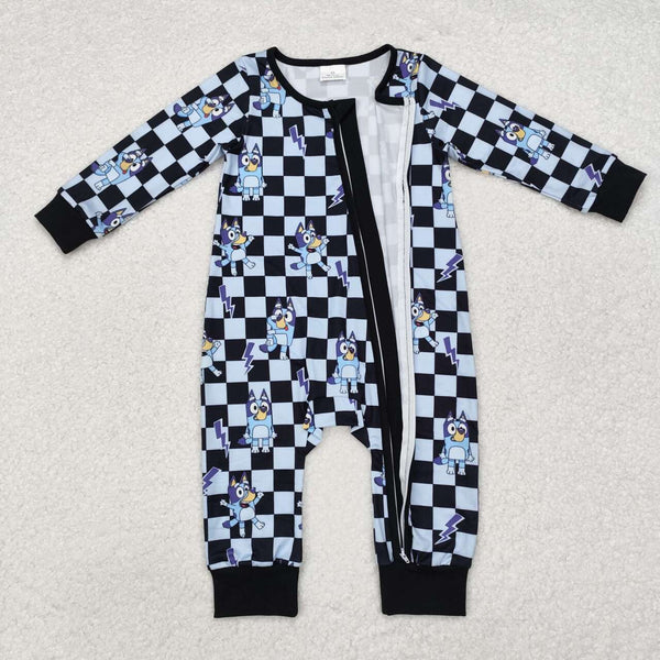 LR1910 RTS baby clothes plaid cartoon dog baby winter romper