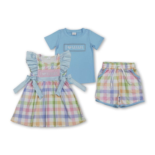 RTS  matching kids clothing embroidery I love mama print clothing baby summer clothing-2026.3.17