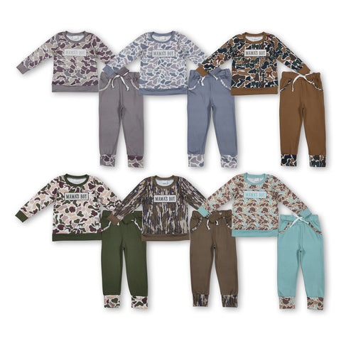 RTS kids matching clothing embroidery camo print clothing baby boy winter clothing-2025.11.19