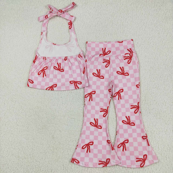 GSPO2030 RTS girl clothes bows girl bell bottom pant set bell bottom outfit
