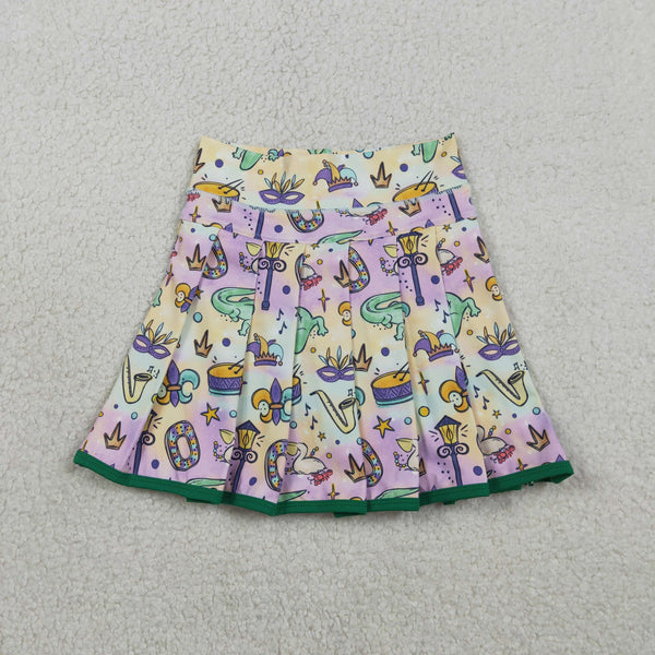 GLK0163 RTS kids girl clothes mask mardi gras clothes sports skirt shorts bottom