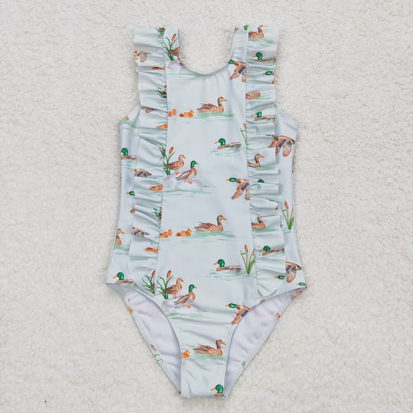 S0265 RTS baby girl clothes mallard girl summer swimsuit (3-6M-7-8T)