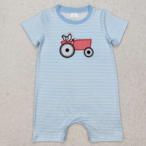 SR2406 RTS baby boy summer clothes chicken embroidery summer romper