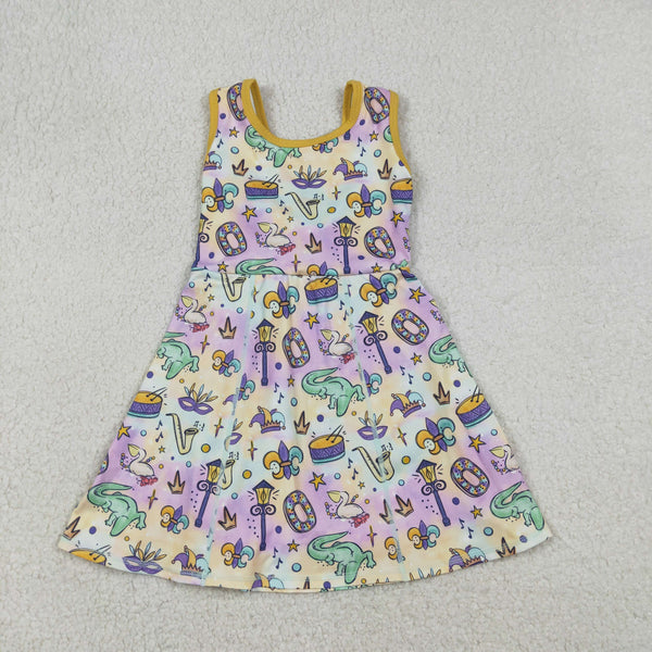 GSD2949 RTS girl clothes Mardi Gras Sports Dress yoga clothes atheletic clothes