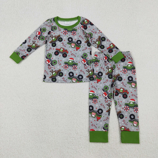 BLP1286 RTS  toddler boy clothes truck boy winter christmas pajamas set