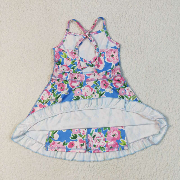 GSD2284 RTS girl clothes leopard print girl summer dress yoga clothes atheletic clothes