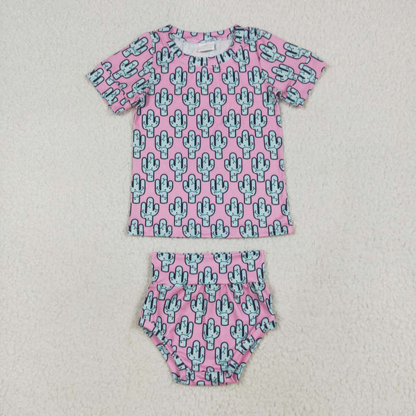GBO0446 RTS girl clothes cactus girl summer bummies set