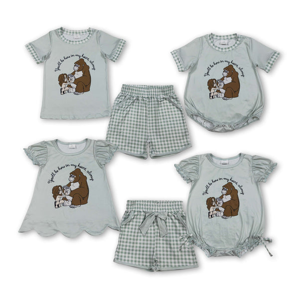 RTS kids matching clothing cartoon monkey print clothing baby summer clothing-2026.2.2
