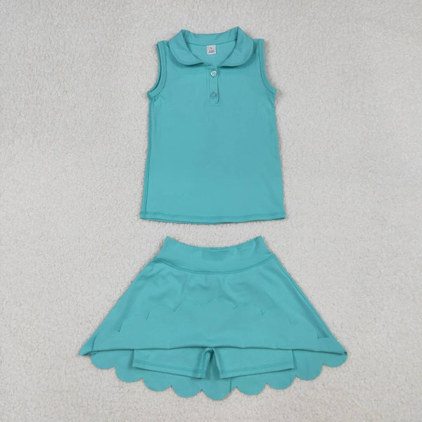 GSD2349 RTS girl clothes solid color girl summer set yoga clothes