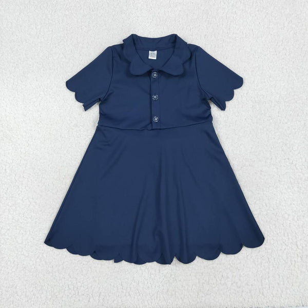 GSD2487 RTS girl clothes navy girl atheletic dress sports dresses