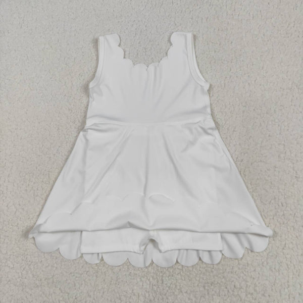 GSD2370 RTS toddler girl clothes white girl summer dress yoga clothes atheletic clothes