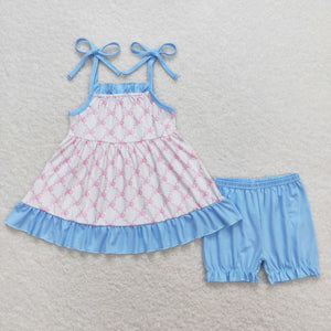 GSSO0668 RTS baby girl clothes pink striped plaid toddler girl summer outfit