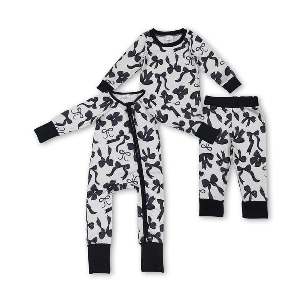 RTS kids matching clothing black bows print clothing winter clothing