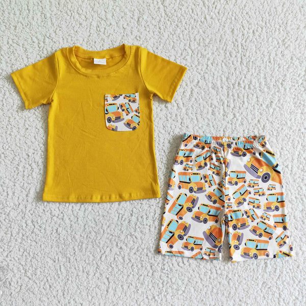 kids clothing yellow back to school boy set