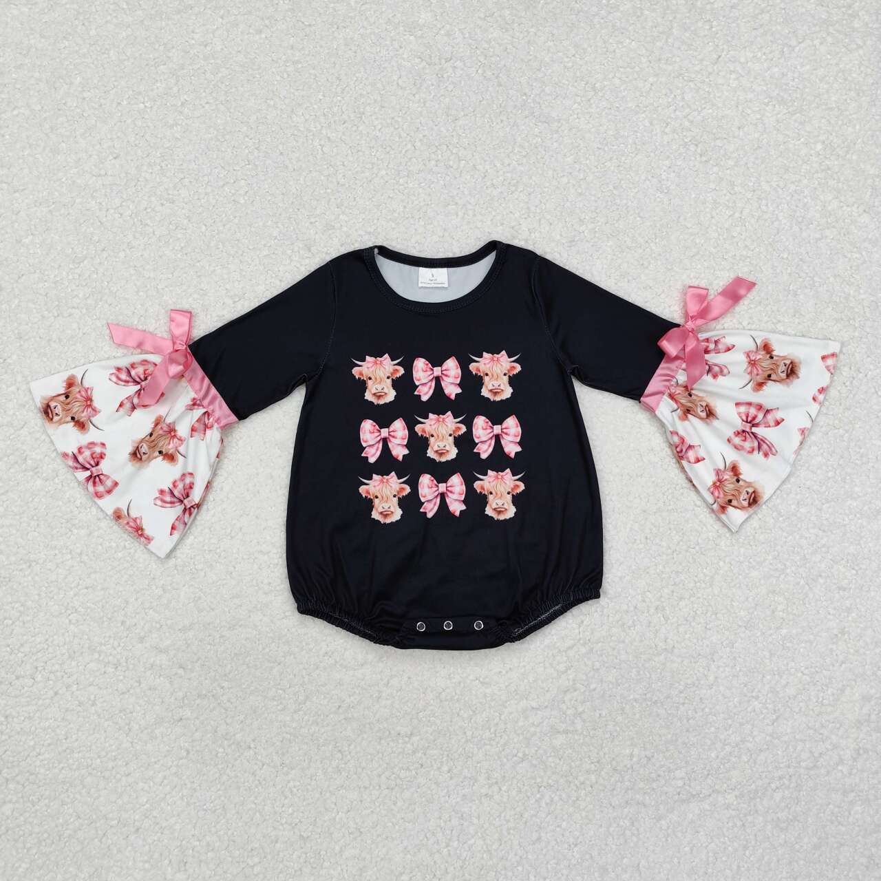 LR1871 RTS baby girl clothes cow bows girl winter bubble