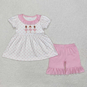 GSSO1732 RTS baby girl clothes ballet toddler girl summer outfit