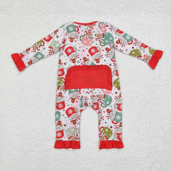 LR1509 RTS baby girl clothes gingerbread man girl christmas romper-bamboo