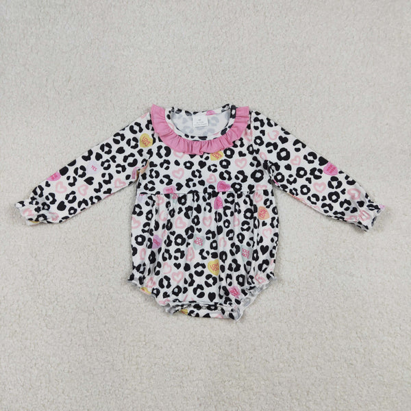 LR2638 RTS baby girl clothes leopard print girl valentine's day winter bubble