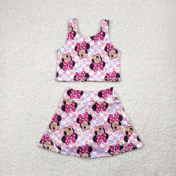 GSD2460 RTS girl clothes cartoon mouse girl summer set yoga clothes atheletic clothes