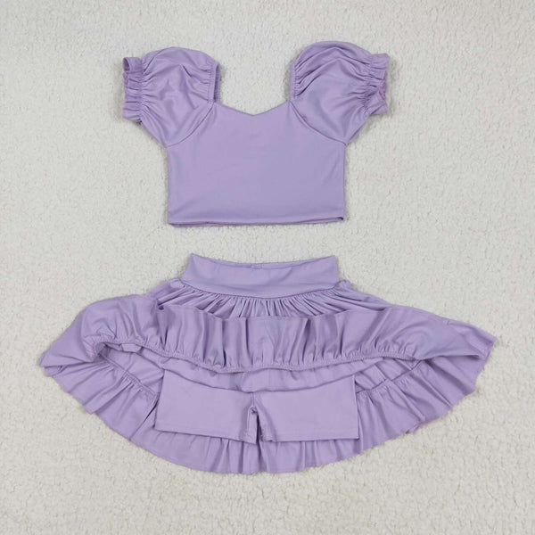 GSD2099 RTS girl clothes purple girl summer set yoga clothes atheletic clothes