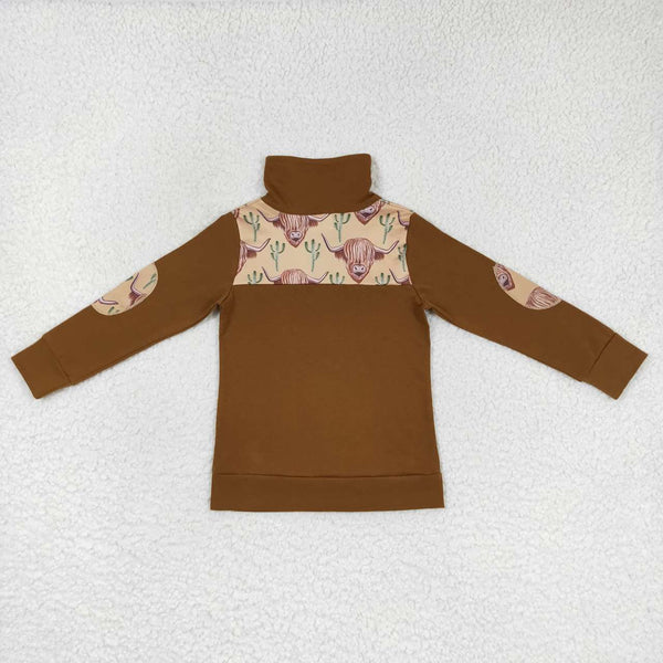 BT0298 toddler boy clothes brown winter cow top-promotion 2024.12.21 $5.5