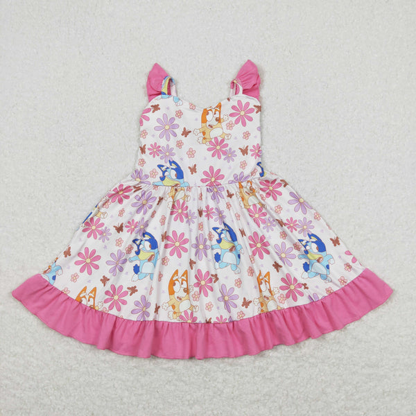 GSD0865 baby girl clothes cartoon dog pink girl summer dress 1