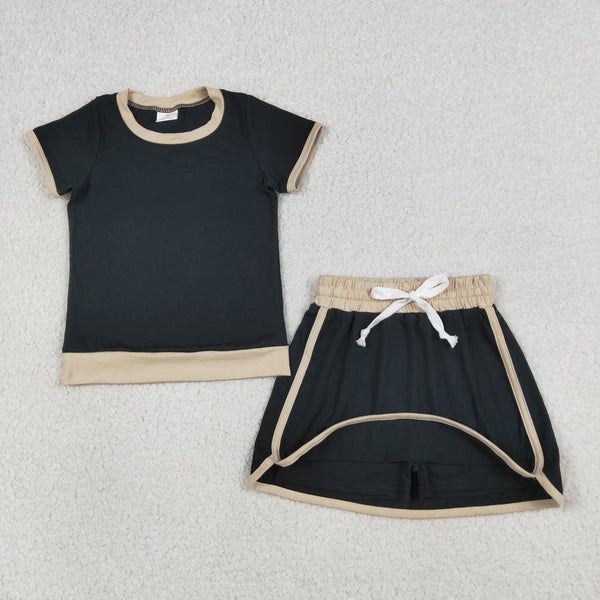 GSD3923 RTS kids clothes black cotton girls summer skirt outfit