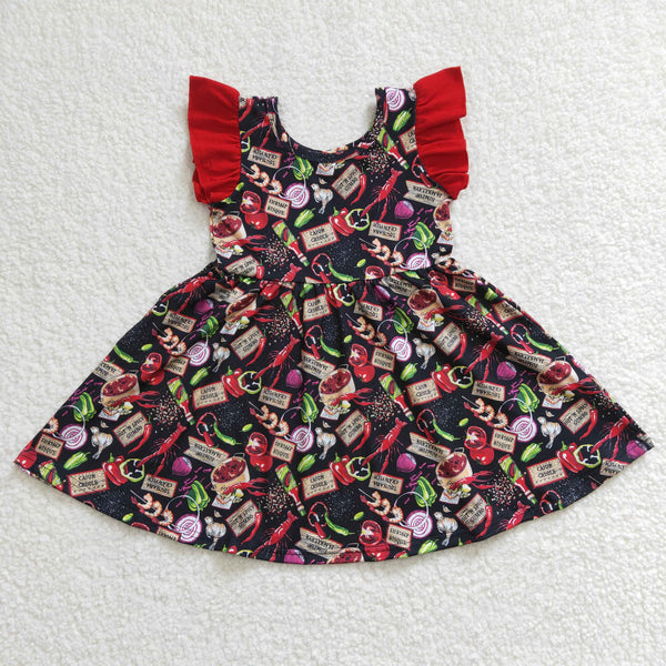 GSD0245 kids clothes girls red crawfish summer dress