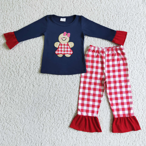 GLP0034 girl winter bear applique long sleeve set