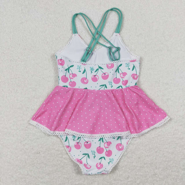 S0251 RTS baby girl clothes cherry girl summer swimsuit swim wear