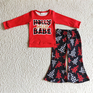 GLP0243 red holly babe baby girl clothes christmas outfits-promotion 2024.11.23 $5.5