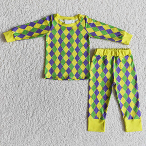 girl winter long sleeve yellow pajamas set