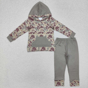 BLP0960 RTS toddler boy clothes camouflage boy winter hoodie set